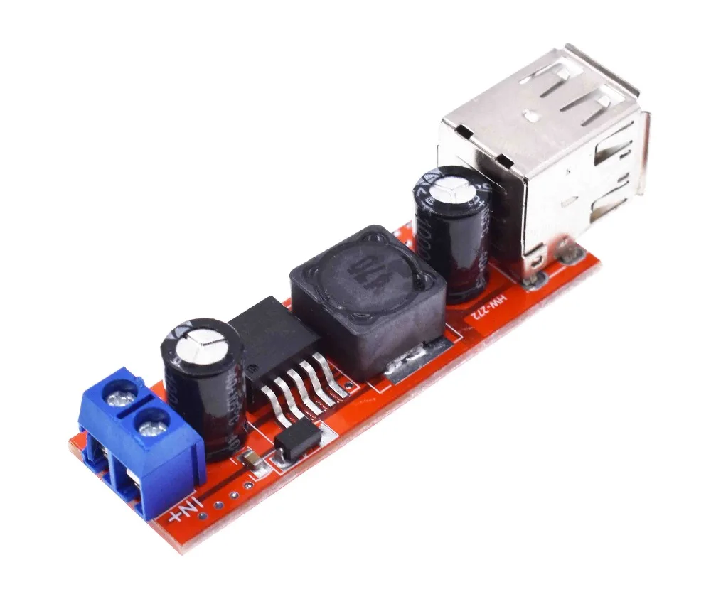 

DC 6V-40V To 5V 3A Double USB Charge DC-DC Step-down Converter Module For Vehicle Charger LM2596 Dual USB