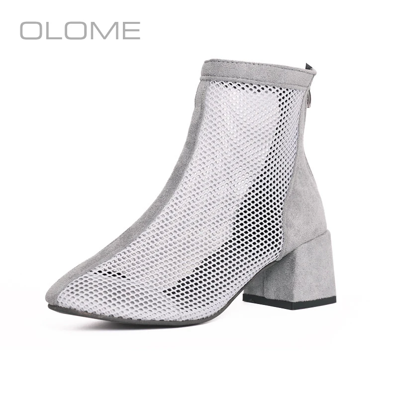 

OLOME summer New super fire Personality wild Mesh high to help with the Roman boots Baotou boots sexy pierced sandals women