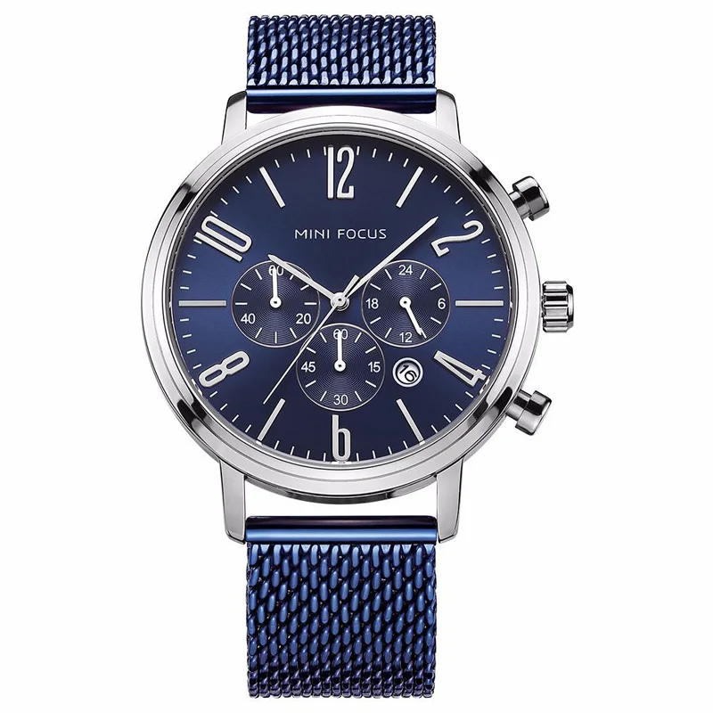 

MINI FOCUS Men's Watch Alloy Quartz Watch Leisure Sports Calendar Waterproof Metal Mesh With Stainless Steel Buckle