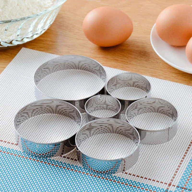 

5Pcs Round Stianless Steel Cookies Cutter Biscuit Pastry Cake Baking Mould Tool