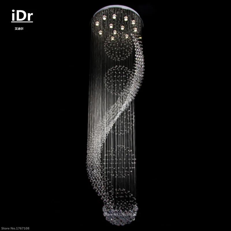 modern Energy saving LED lighting living room lights long double staircase creative crystal chandelier lamp Upscale