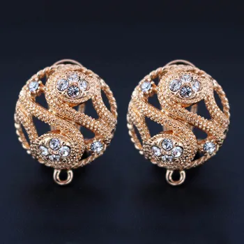 

Earrings Post Connectors Linker Rhinestone CZ Hollow Circle Metal Base for Big Geometric Dangle Hanging Earrings Making Pun