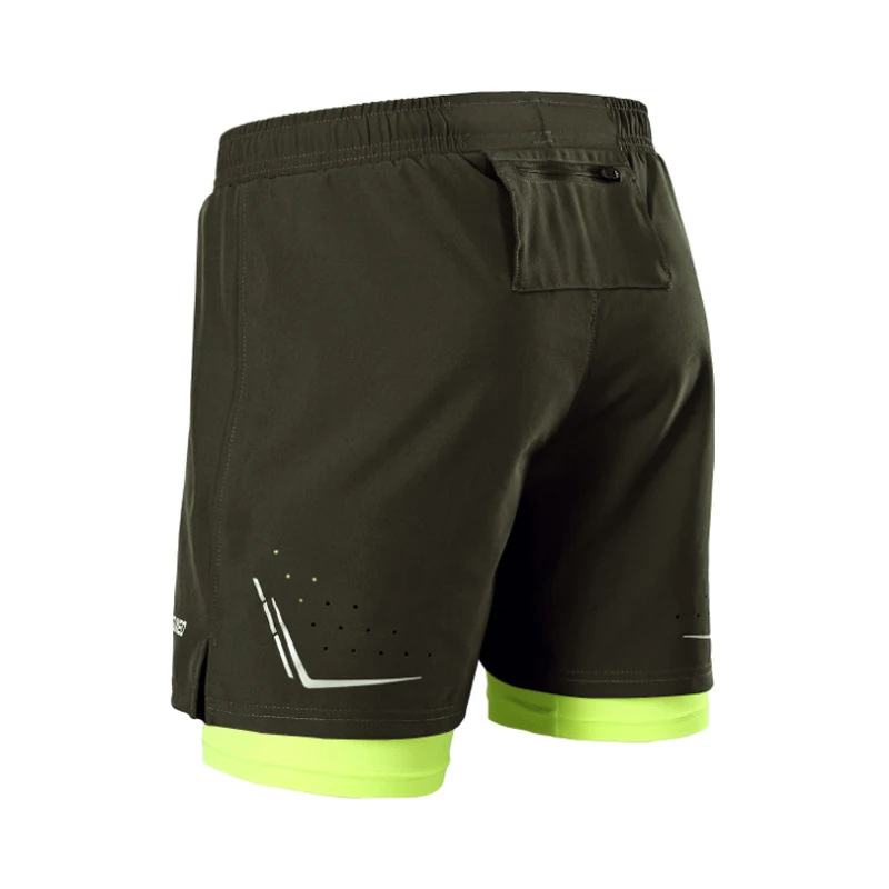 Высококачественные мужские шорты для бега 2 в 1, эластичные спортивные шорты для тренировок и занятий бегом, одежда для тренировок со светоотражающим логотипом
