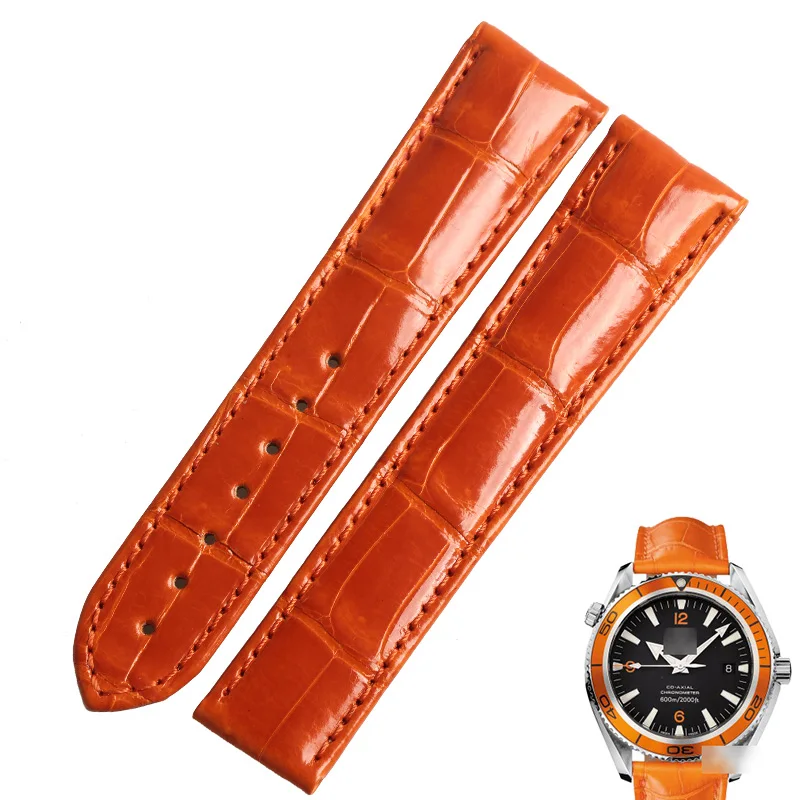 Wentula Cinturini Per Omega Seamaster 2909.50.38 Pelle Di Alligatore Arancione/Coccodrillo Grano 22Mm Cinturino