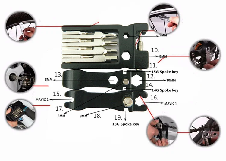 Инструменты для ремонта велосипеда детали о 19 в 1 портативный MTB Многофункциональный Набор инструментов Набор шестигранный ключ Отвертка гаечный ключ наборы инструментов для велосипеда