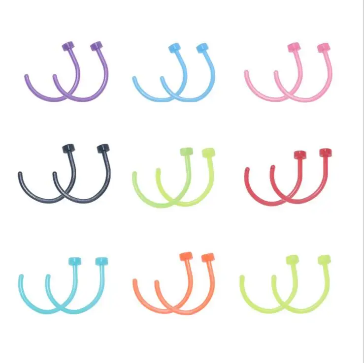 

5pcs/lot 16G 8mm Resin Acrylic Soft Clear Transparent Nostril Hoop Nose Ring Clip on Body Piercing Jewelry For Women
