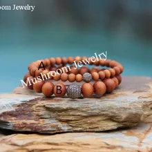 Boho Pave Gunmetal Zircon Beads wooden Beads bracelet Wood Yoga Bracelet