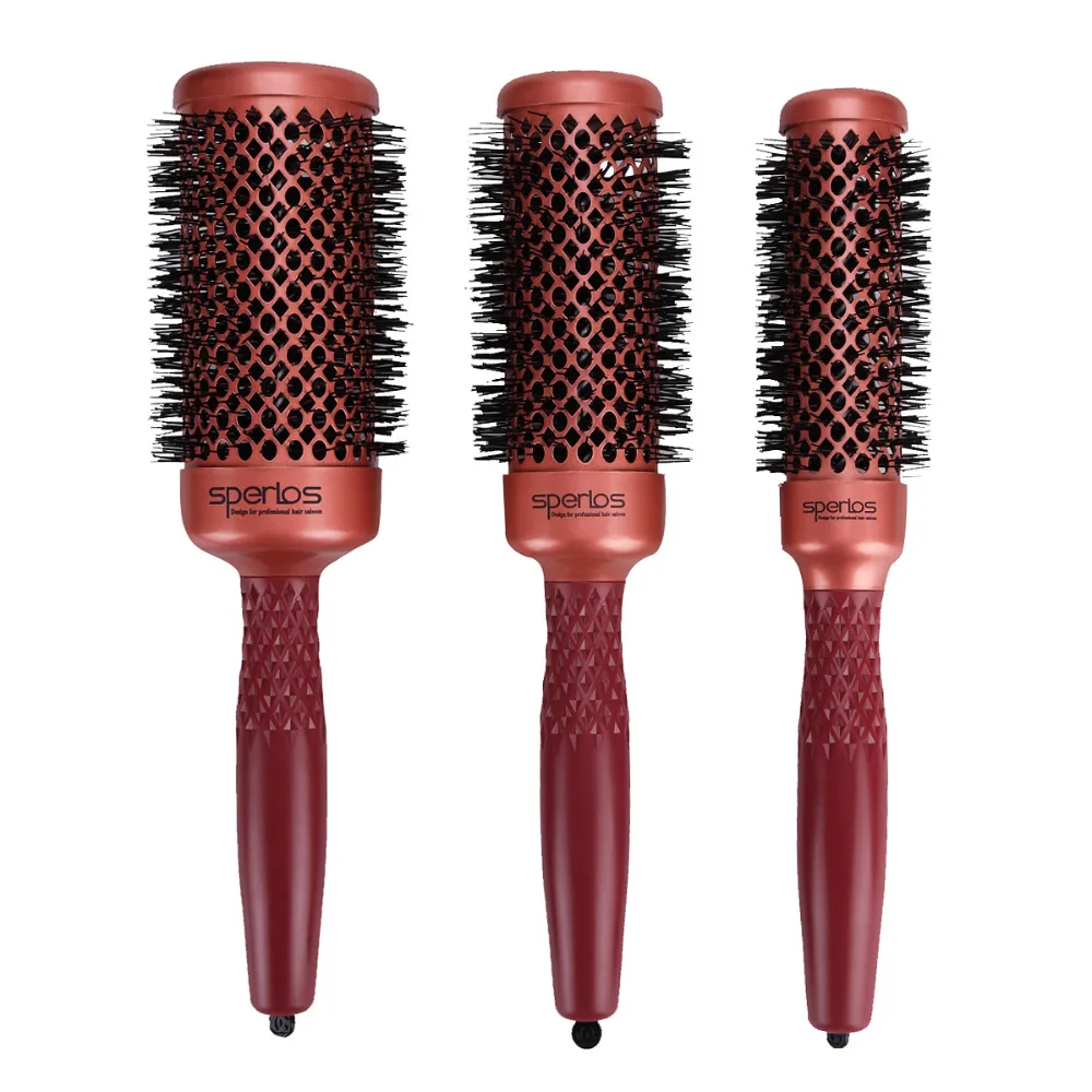 

3 Sizes Pig Mane Aluminum Anti-static Hair Brush Round Barrel Comb Hairdressing Hairstyling Drying Curling Tool
