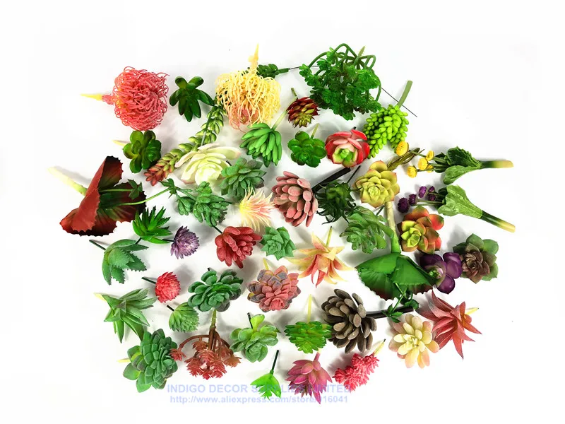 200 шт., мини искусственное суккулентное растение, пустынные розы, пластиковые цветы, зеленые растения, украшение стола - Цвет: 200 pcs random style