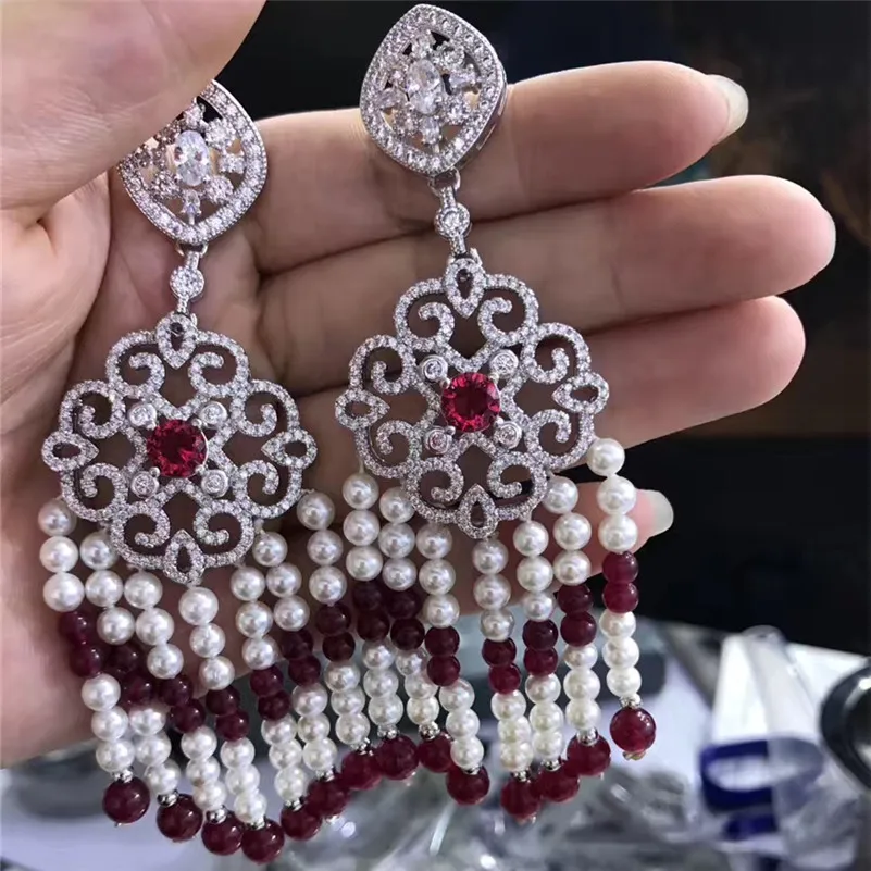 Бусины ручной работы в стиле бохо с фианитами|tassel earrings|tassel earrings for womenearrings |