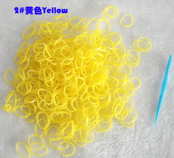 600 шт, посылка, резинки, 16 цветов, резинки для ткацких станков, для девочек, сделай сам, браслет, запасной пакет, Opp пакет - Цвет: Yellow