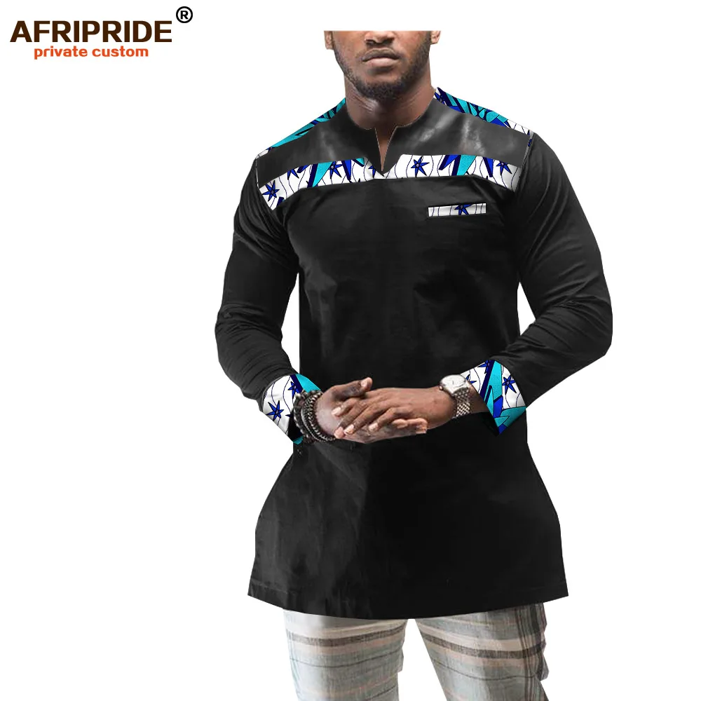 Весенняя и осенняя Повседневная рубашка для мужчин, AFRIPRIDE, заказной, полный рукав, v-образный вырез, Африканский принт, мужская рубашка, батик, хлопок, A1812004 - Цвет: 283X-12-3