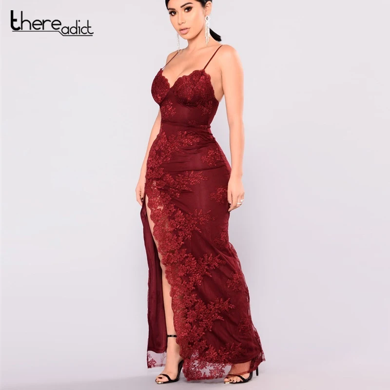 Santune 2018 Summer Sexy Sequins Embroidery Deep V Sleeveless Dress Fashion Women Cross Back Night Party Split Lace Dresses | Женская