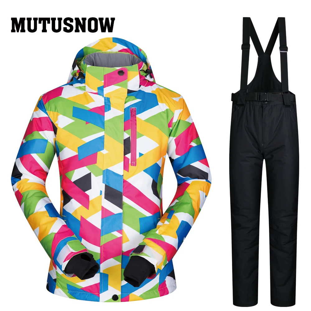 MUTUSNOW 2019 جديد جودة عالية النساء بدلة تزلج الماركات الإناث الثلوج السراويل يحدد يندبروف ماء الملابس الشتاء على الجليد سترة