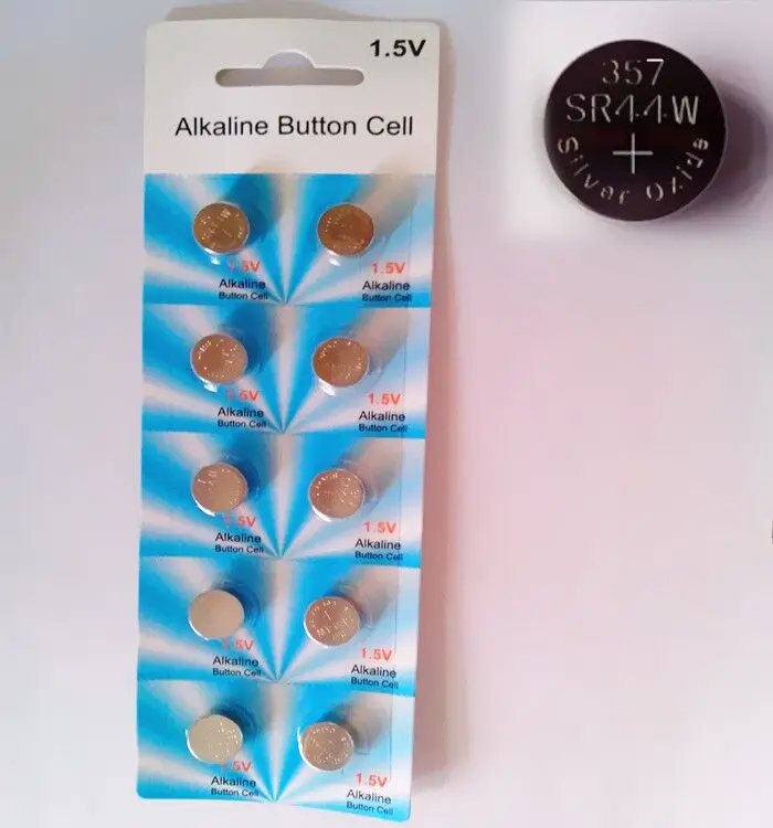 Free Shipping! 10pcs SR44W SR44 357 1.5V Silver Oxide Button Batteries ...