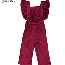 Лидер продаж; бархатный нагрудник для маленьких девочек; комбинезон с оборками без спинки; комбинезон одежды снаряжение