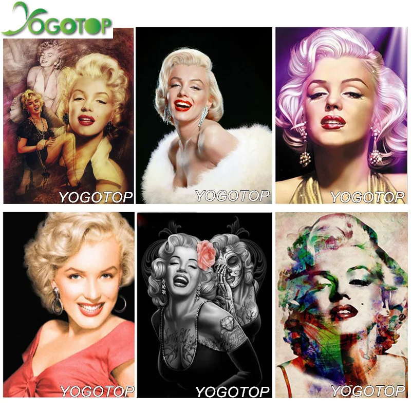 

YOGOTOP DIY Diamond Painting Full Mosaic Crafts Handmade Diamond Embroidery Marilyn Monroe Home Decor Cross Stitch Kits CV467