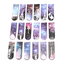 6 шт/лот креативные бумажные магнитные закладки для школьных учебников Эйфелева башня книжные знаки скрепки