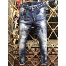 HOT ECTIC Men fashion Worn patch jeans NEW sportman classic casual pants Street tide trousers COOL