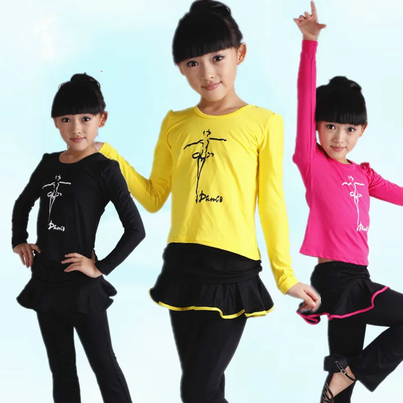 Латинская гимнастическая трико для девочек; куртка с длинными рукавами; хлопковое пальто; Детский костюм для танцев; комплект из 2 предметов