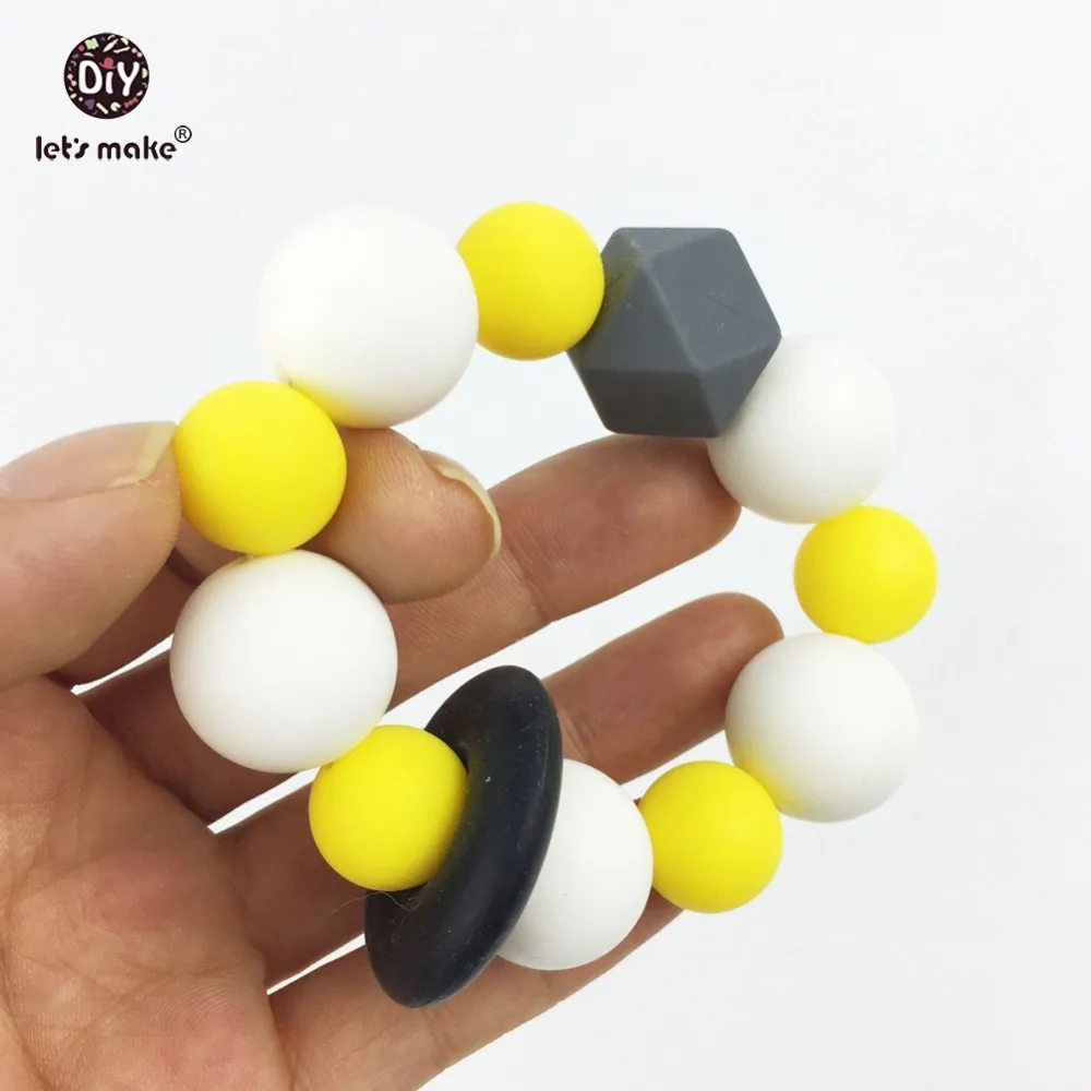 Давайте сделаем Силиконовое зубное кольцо Силиконовые Прорезыватели для зубов-прорезыватели игрушки Детские Прорезыватели кольцо желтый белый и черный