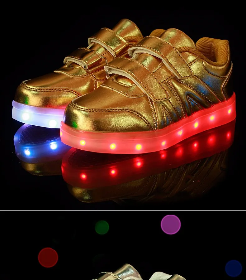 25-35 размер USB загрузки корзина Led детская обувь с люминесцентами дети случайные мальчики и девочки легкие кроссовки светящиеся обуви enfant