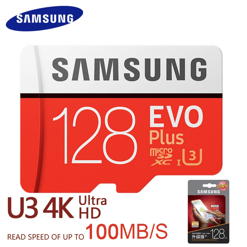 Оригинальная карта памяти Samsung EVO + 128 ГБ класс 10 Micro SD Card C10 80 МБ/с. SDHC SDXC флэш память
