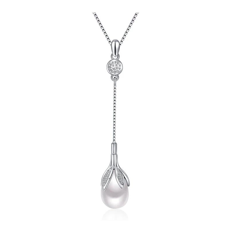 Sinya natural freshwater pearls long chain pendant necklace in 925 sterling silver fine jewelry