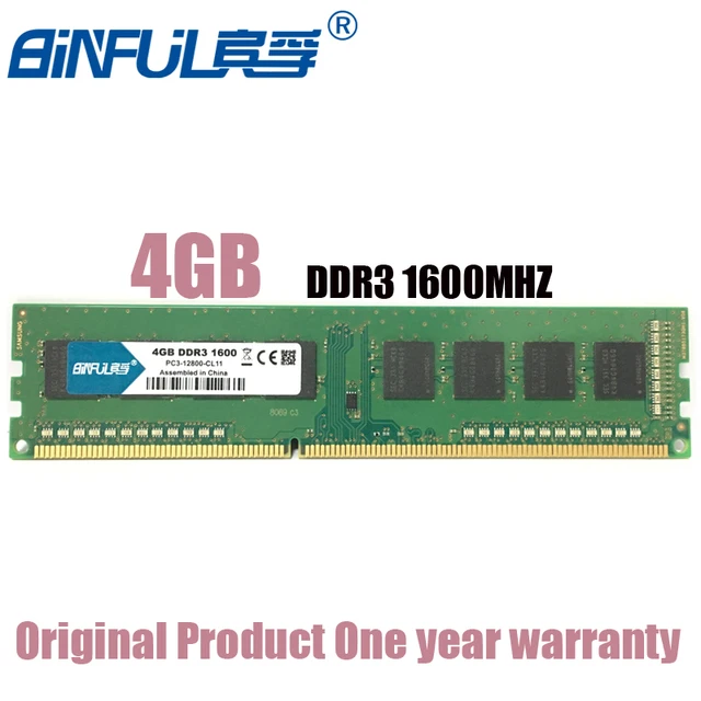 Special Offers BiNFUL 4G 4GB DDR3 PC3 12800U DDR3 1600MHZ ECC  Desktop RAM Desktop memory  4G PC3-12800U  DDR3 1600 MHZ  Fully compatible RAM
