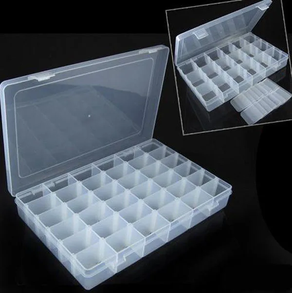 

24 / 36Grid Space Plastic Adjustable Jewelry Bead Organizer Box Storage Container Case-Bigger 28*18*4.5cm-free shipping