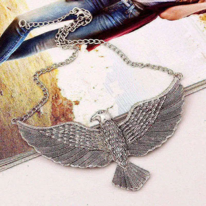 Ancient silver LZHLQ винтажное этническое ожерелье с большим орлом, Женские Ювелирные изделия, золотой цвет,, индивидуальное богемное Стильное ожерелье с подвесками - Окраска металла: Ancient silver