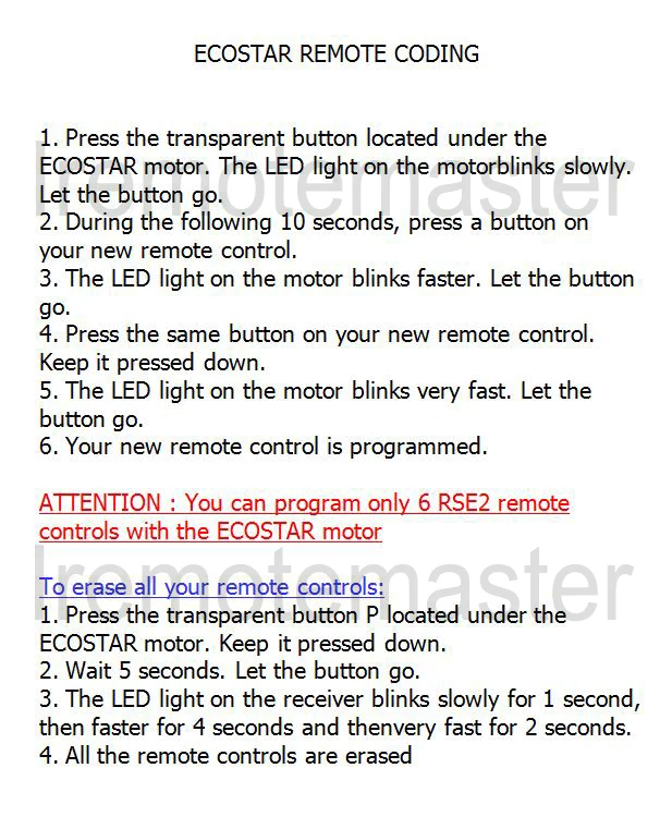 ecostar instruction
