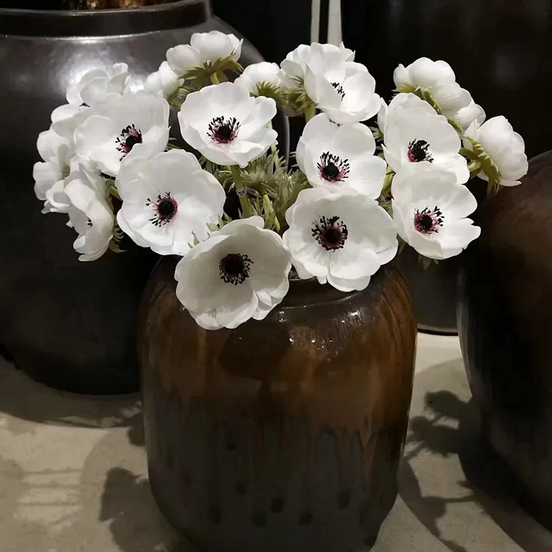 1 шт. как настоящие Искусственные цветы Винтаж искусственные анемоны Шелковые Цветы Свадебные украшения дома