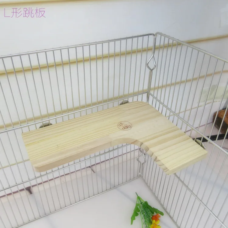 

L-shaped Small Pet Totoro Squirrel Hamster Funny Toy Natural Wood Stand Platform Toy Wooden Jumping Climbing Springboard Toy