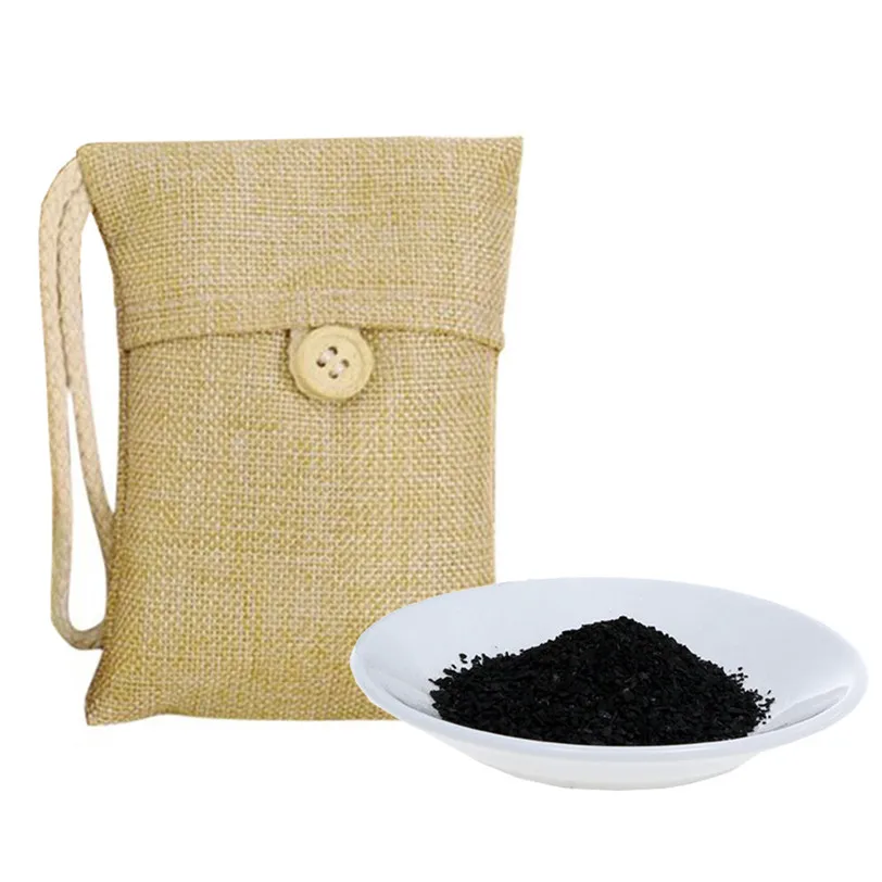 4Pcs Charcoal Bag Beige Car Bamboo Charcoal Activated Carbon Air