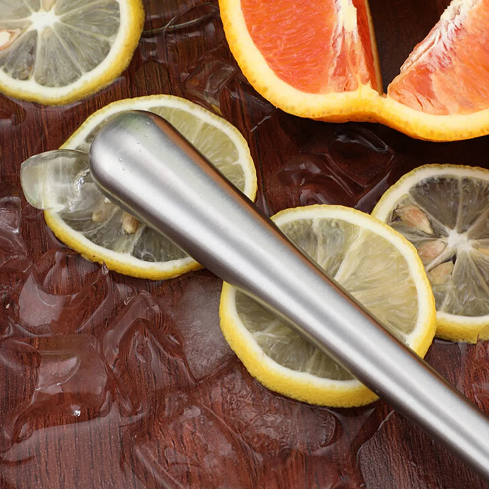 Cocktail Muddler Stainless Steel Pestle Grooved Plastic Head DIY Drinks Fruit Ice Cocktail Muddler Bar Mixer Mojito Bar Tools