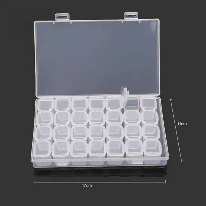 1 шт., пластиковая коробка для хранения ногтей, 28 ячеек, прозрачный Маникюрный Инструмент, контейнер для нейл-арта, съемные коробки для хранения, Органайзер