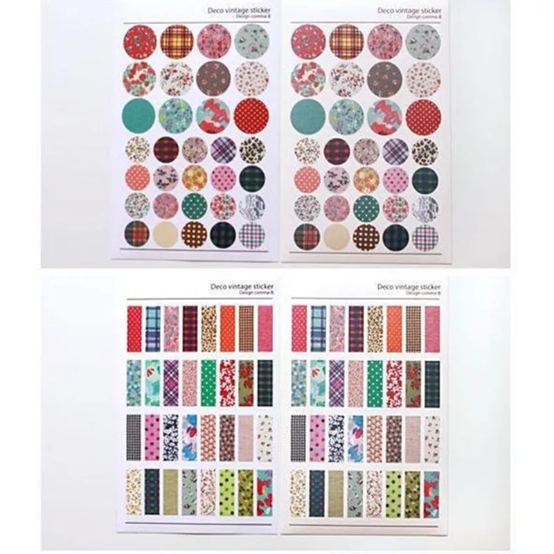 10 пакетов/серия винтажная наклейка декоративные ткани печать этикетки-наклейки многофункциональная бумага + pvc канцелярские