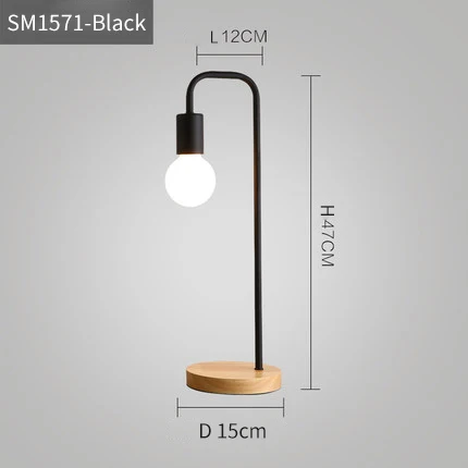Скандинавская современная деревянная настольная лампа прикроватная тумбочка для спальни деревянные настольные лампы Muliticolor простые металлические настольные светильники декор комнаты Освещение E27 - Цвет абажура: Черный