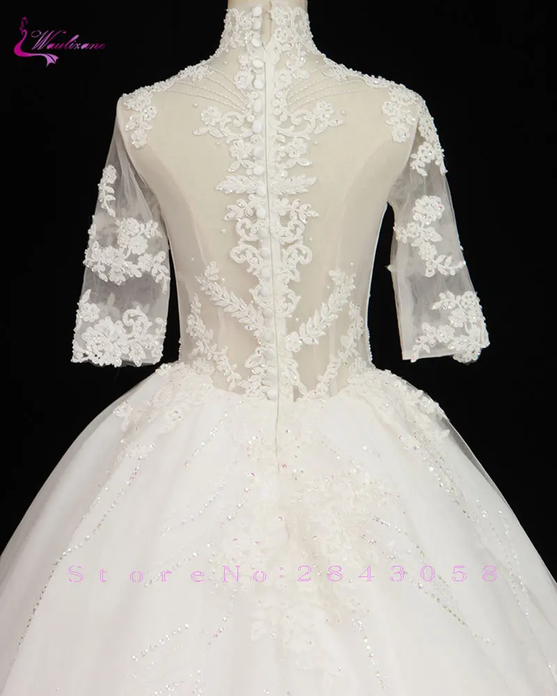 Waulizane/Новые свадебные платья трапециевидной формы с высоким воротником, украшенные бисером, стразами, аппликацией, вышивкой, кружевными