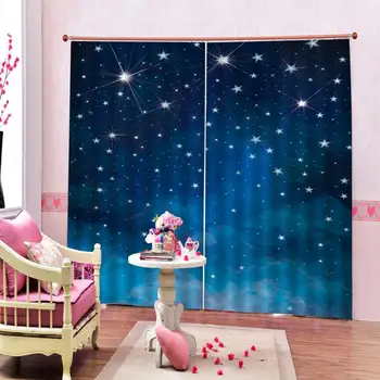 

blackout curtains for kids room blue star 3D Window Curtain Luxury Bedroom Drapes cortina Rideaux Customized size