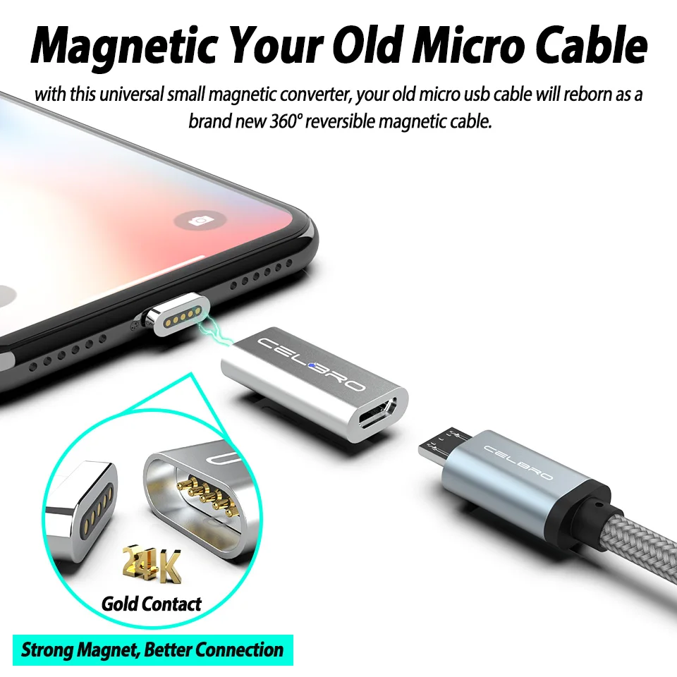 Магнитный адаптер Магнит Micro Usb кабель для зарядки кабель конвертер Usb C адаптер для Macbook Pro samsung S8 LeEco Le Pro3 Nokia