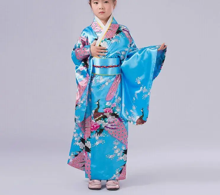 Розовая детская юката OBI винтажные японские гриль кимоно детская юката хаори платье традиционное японское кимоно - Цвет: sky blue