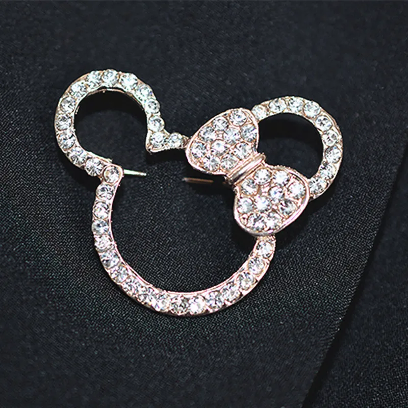 

Korean fashion Bow brooch Female Rhinestones Corsage Men's Mouse Brooches Accessories jewelry badges pins scarves deduction
