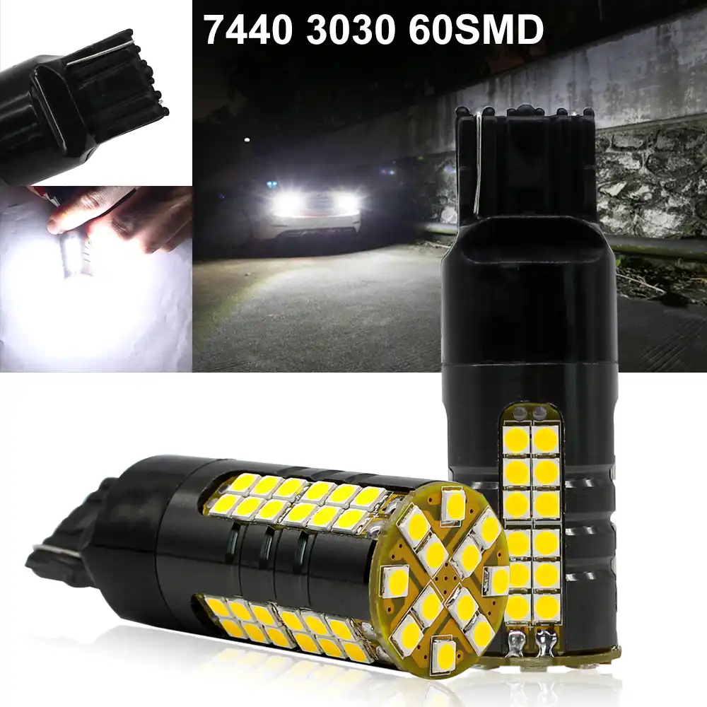 12v 7440 Led T20 7440 7443 Led Bulb 3030 60 Smd Led Canbus Error Free Car Led Reverse Turning Brake Light Bulb White Lamp 2pcs Signal Lamp Aliexpress