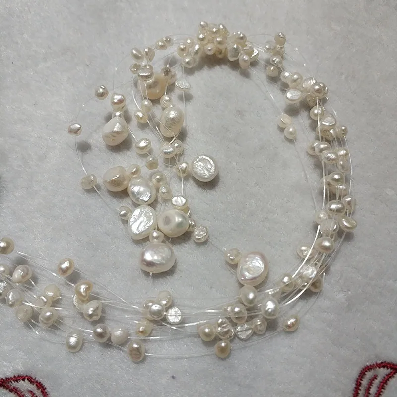 JYX элегантное натуральное ожерелье с кисточками babysbreat жемчужное ожерелье 3-10 мм Необычные Пять нитей для женщин подарок 2 цвета