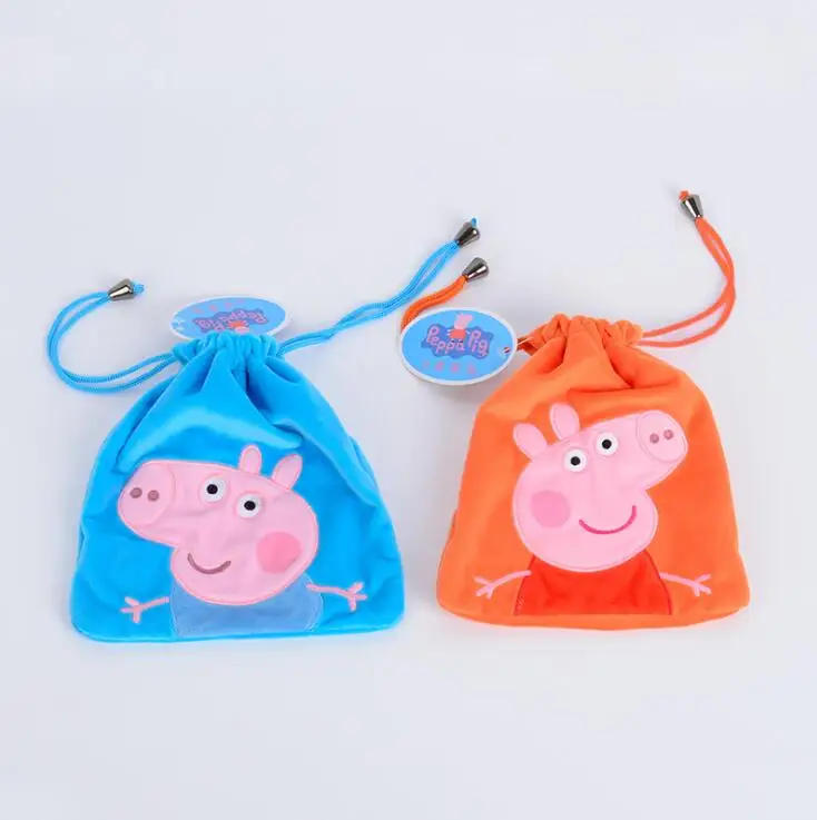 Подлинный плюшевый пакет peppa Pig pocket 18*22 см милый Джордж Пеппа Тяговая веревка карманная сумка для хранения сумка