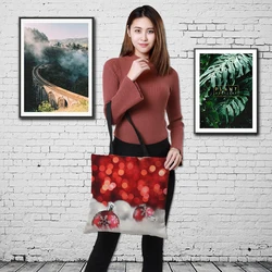 CROWDALE Merry Christmas Women bag Christmas gift bag Large Linen Double-side printing Shopping bags Shoulder bag 43cm*43cm CROWDALE Merry Christmas Women bag Christmas gift bag Large Linen Double-side printing Shopping bags Shoulder bag 43cm*43cm