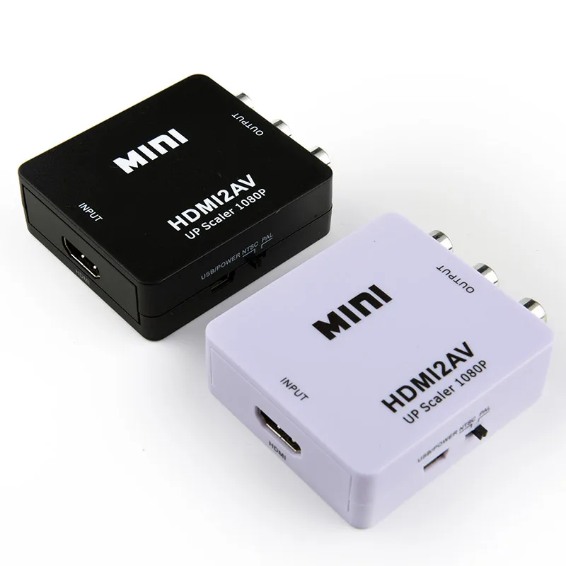 

Mini HDMI to AV Adapter Support Audio and Video (CVBS) to HDMI Converter RCA AV/CVSB L/R Video 1080P AV2HDMI