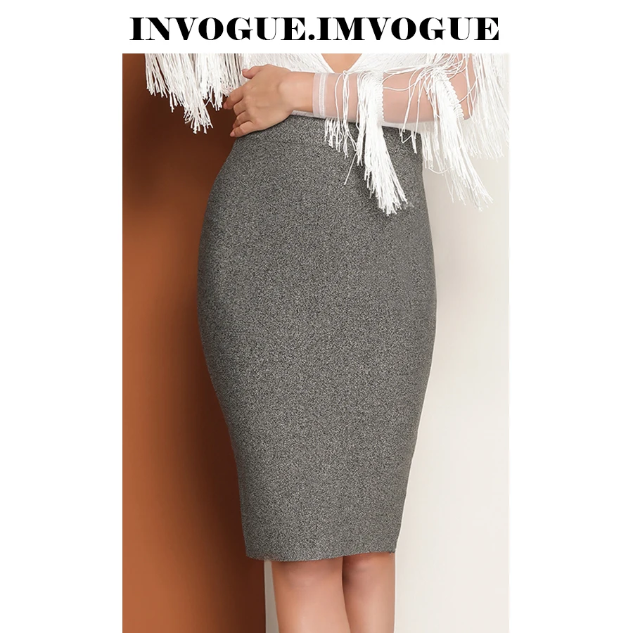 INVOGUE. IMVOGUE однотонная Облегающая Юбка До Колена с высокой талией 2019|Юбки| |